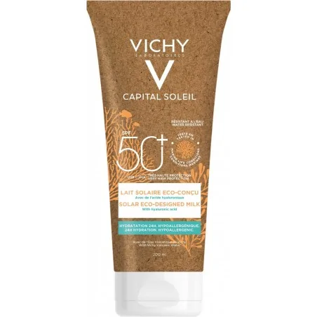 Vichy Capital Soleil Lait Solaire visage & corps Eco-Conçu SPF 50+ 200ml – Couleur naturelle et soin éclatant