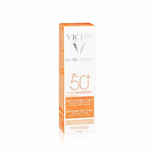 Vichy Capital Soleil Soin Anti-Taches Teinté 3en1 SPF50+ Tous Types de Peaux | 50ml – Couleur naturelle et soin éclatant