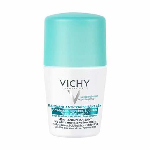 Vichy Dermo-Tolérance Déodorant 48H Anti-Traces Jaunes et Blanches Bille Peau Sensible 50ml – Couleur naturelle et soin éclatant
