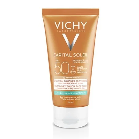 Vichy Capital Soleil CRÉME ANTI-BRILLANCE TEINTÉE TOUCHER SEC 50 ML – Couleur naturelle et soin éclatant