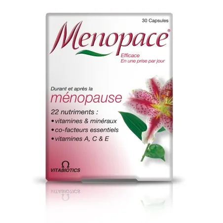 Vitabiotics â Menopace Menopause â 30 capsules â Couleur naturelle et soin Ă©clatant