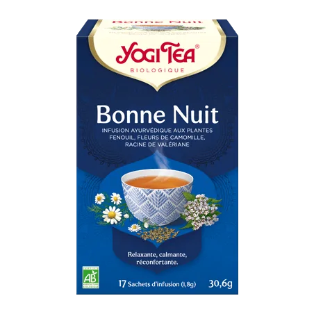 YOGI TEA Bonne Nuit 17x2g (fenouil, camomille, menthe poivrée, racine de valériane , lavande)